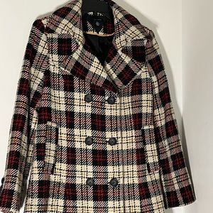 Plaid Tommy Hilfiger Coat in Black, Red, Cream, and Gold